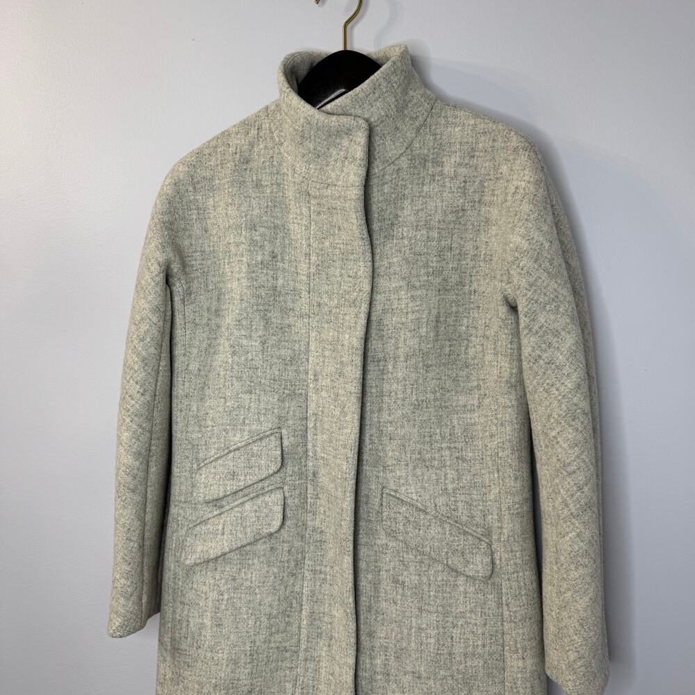 J Crew Cocoon Coat Italian Stadium Cloth Wool Blend Nello Gori Grey Classic 00 - Picture 4 of 12